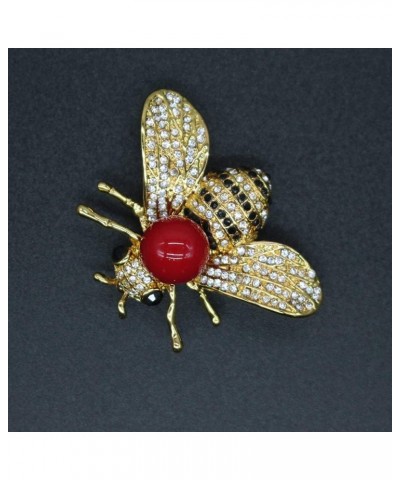 Honey Bee Brooches Crystal Insect Themed Bee Brooch Animal Fashion Shell Pearl Brooch Pin Gold Tone Red pearl $8.39 Bracelets