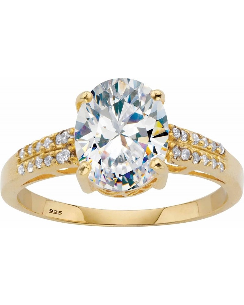 PalmBeach Jewelry 18k Gold-Plated or Platinum-Plated Sterling Silver Two Tone Oval Cut Cubic Zirconia Engagement Ring 18k Gol...