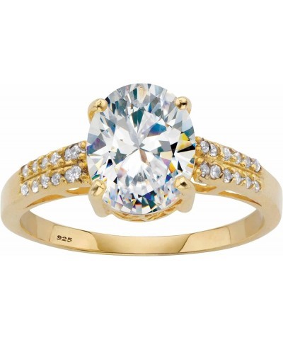 PalmBeach Jewelry 18k Gold-Plated or Platinum-Plated Sterling Silver Two Tone Oval Cut Cubic Zirconia Engagement Ring 18k Gol...