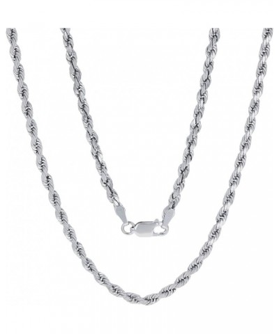 14k White Gold 3mm Rope Chain Diamond Cut Necklace, Mens Womens Jewelry 16" 18" 20" 22" 24" 26" 28" 30 20 $150.08 Men's Jewelry