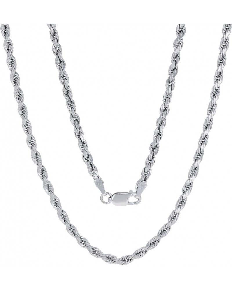 14k White Gold 3mm Rope Chain Diamond Cut Necklace, Mens Womens Jewelry 16" 18" 20" 22" 24" 26" 28" 30 20 $150.08 Men's Jewelry