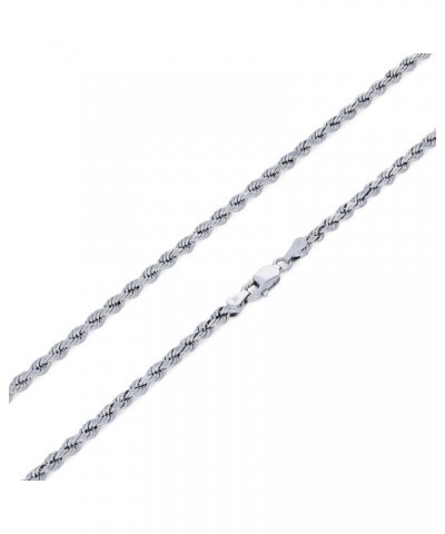 14k White Gold 3mm Rope Chain Diamond Cut Necklace, Mens Womens Jewelry 16" 18" 20" 22" 24" 26" 28" 30 20 $150.08 Men's Jewelry