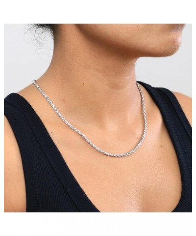 14k White Gold 3mm Rope Chain Diamond Cut Necklace, Mens Womens Jewelry 16" 18" 20" 22" 24" 26" 28" 30 20 $150.08 Men's Jewelry