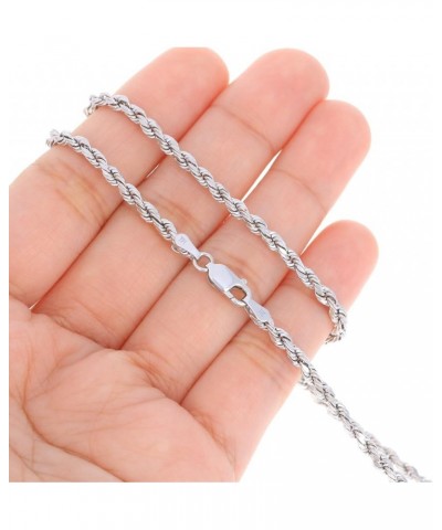 14k White Gold 3mm Rope Chain Diamond Cut Necklace, Mens Womens Jewelry 16" 18" 20" 22" 24" 26" 28" 30 20 $150.08 Men's Jewelry