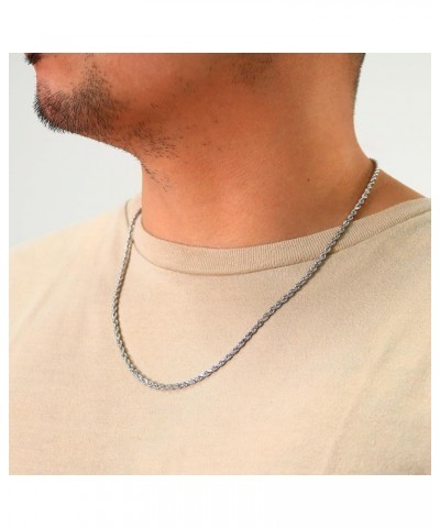 14k White Gold 3mm Rope Chain Diamond Cut Necklace, Mens Womens Jewelry 16" 18" 20" 22" 24" 26" 28" 30 20 $150.08 Men's Jewelry