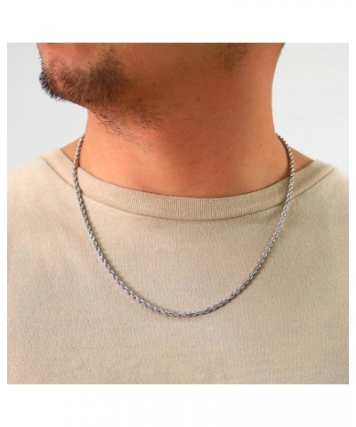 14k White Gold 3mm Rope Chain Diamond Cut Necklace, Mens Womens Jewelry 16" 18" 20" 22" 24" 26" 28" 30 20 $150.08 Men's Jewelry