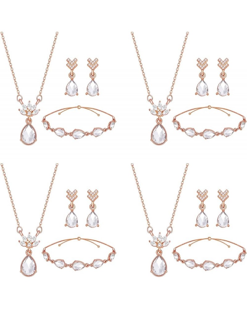 Dainty Teardrop Bridesmaid Jewelry Set for Women Girls,1-4-6-8 Sets 18K Gold & Rose Gold & Silver Plated Pave Rhinestone With...