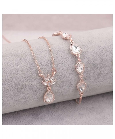 Dainty Teardrop Bridesmaid Jewelry Set for Women Girls,1-4-6-8 Sets 18K Gold & Rose Gold & Silver Plated Pave Rhinestone With...