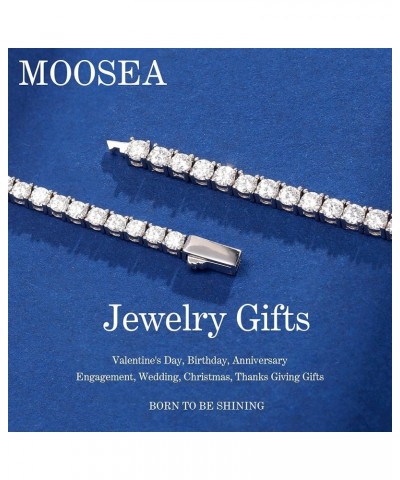 MOOSEA Moissanite Tennis Bracelets for Women Men, 3MM D Color VVS1 Clarity Lab Created Diamond Bracelets, 14K White Gold Verm...