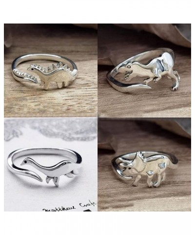 Dinosaur Rings, 4pcs Cute Tyrannosaurus and Triceratops Adjustable Rings,Animal Jewelry, Jurassic Era Dinosaur Ring for Men W...