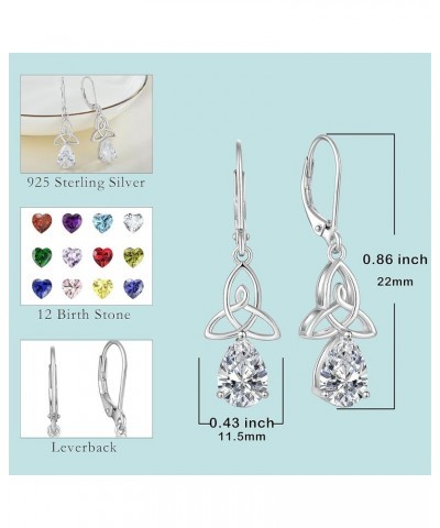 Irish Celtic Dangle Earrings 925 Sterling Silver Triangle Drop Earrings Good Luck Jewelry for Women Created Ruby $38.99 Earrings