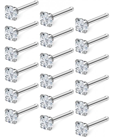 18G 20G 22G Nose Rings Studs With Cubic Zirconia 316L Surgical Steel Straight Screw L Shaped Nose Studs Piercing Jewelry for ...