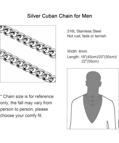 Cuban Link Chain Necklace for Men Women, 4/6/10MM Stainless Steel Silver Chain for Men, Hip Hop Chain Jewelry Gift for Husban...