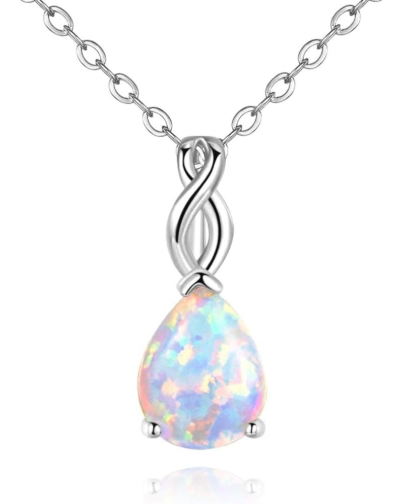 18K White Gold/Rose Gold Plated Opal Necklace for Women Teardrop Opal Necklace White Gold $20.05 Necklaces