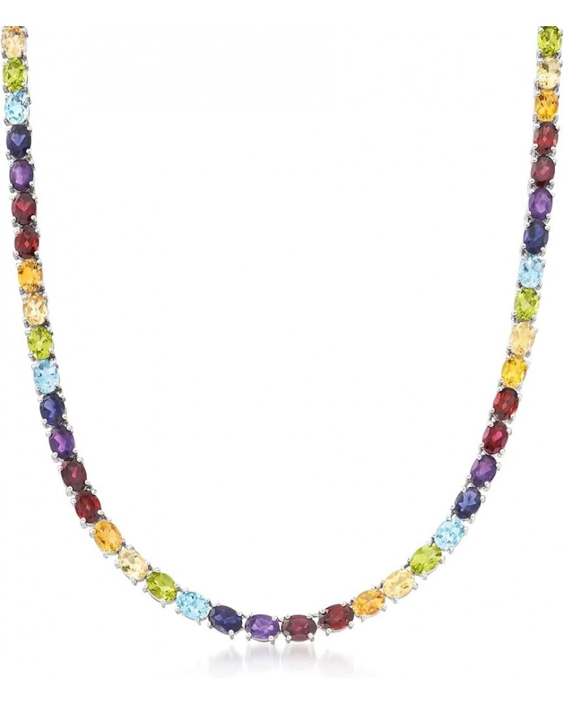 Gemstone Tennis Necklace in Sterling Silver Multi-Color 20.0 Inches $320.00 Necklaces