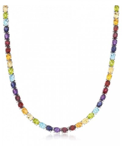 Gemstone Tennis Necklace in Sterling Silver Multi-Color 20.0 Inches $320.00 Necklaces