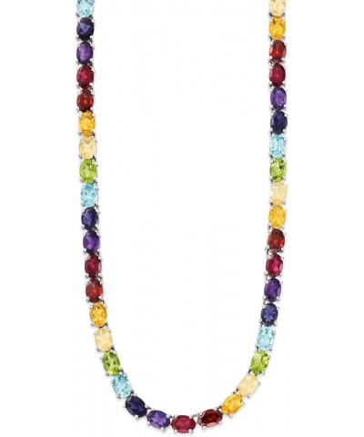 Gemstone Tennis Necklace in Sterling Silver Multi-Color 20.0 Inches $320.00 Necklaces