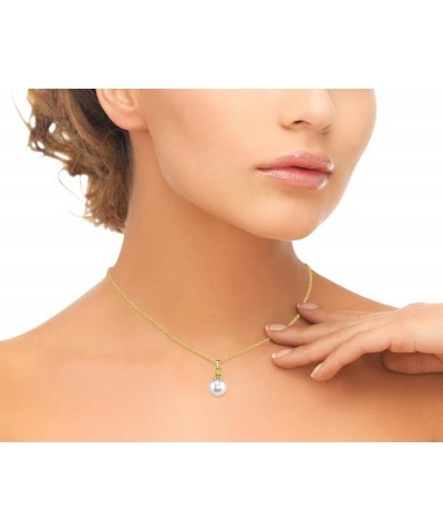 14K Gold Round White Akoya Cultured Pearl Hope Pendant Necklace for Women Yellow Gold 8.5-9.0mm $94.24 Necklaces