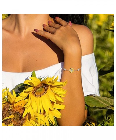 925 Sterling Silver CZ Sunflower Bracelet for Women Adjustable Infinity Heart Charm Bracelet Jewelry for Gifts Honeybee $14.3...