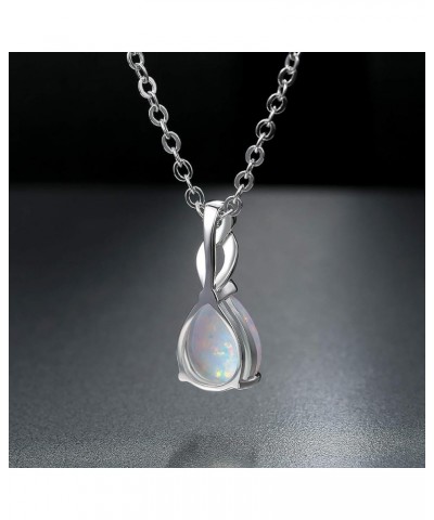 18K White Gold/Rose Gold Plated Opal Necklace for Women Teardrop Opal Necklace White Gold $20.05 Necklaces