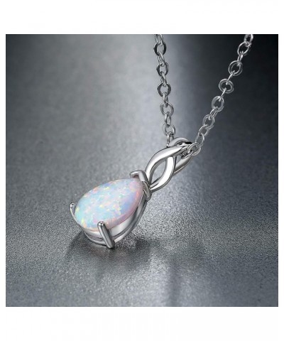 18K White Gold/Rose Gold Plated Opal Necklace for Women Teardrop Opal Necklace White Gold $20.05 Necklaces