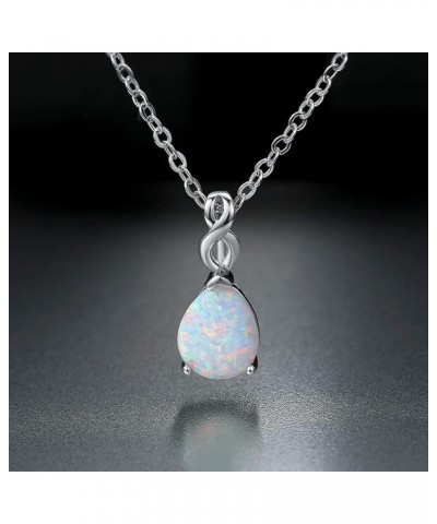 18K White Gold/Rose Gold Plated Opal Necklace for Women Teardrop Opal Necklace White Gold $20.05 Necklaces