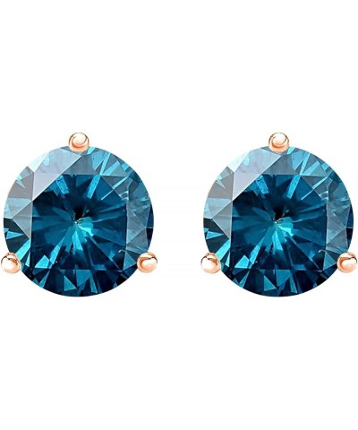 1/2-10 Carat Total Weight Blue Diamond Stud Earrings 3 Prong Push Back Rose Gold 0.5 carats $261.66 Earrings