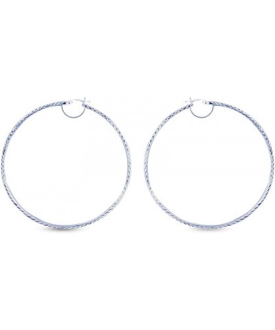 Charmsy LARGE 925 Sterling Silver Lightweight Round Click-Top Big Hoop Earrings for Women 50mm - 80mm Diameter Diamond-Cut-60...