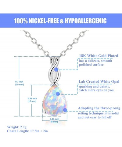 18K White Gold/Rose Gold Plated Opal Necklace for Women Teardrop Opal Necklace White Gold $20.05 Necklaces