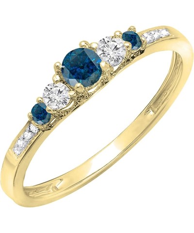 0.35 Carat (ctw) Round Blue and White Diamond Five Stone Engagement Ring for Women in Gold 5 14k: Metal Stamp Yellow Gold $13...