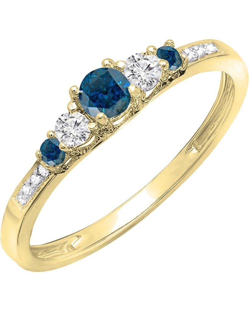 0.35 Carat (ctw) Round Blue and White Diamond Five Stone Engagement Ring for Women in Gold 5 14k: Metal Stamp Yellow Gold $13...