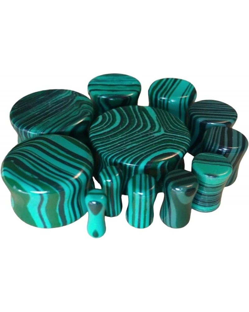 PAIR of Synthetic Green Malachite Organic Stone Plugs Gauges - up to 38mm available! 6g (4mm) $11.70 Body Jewelry