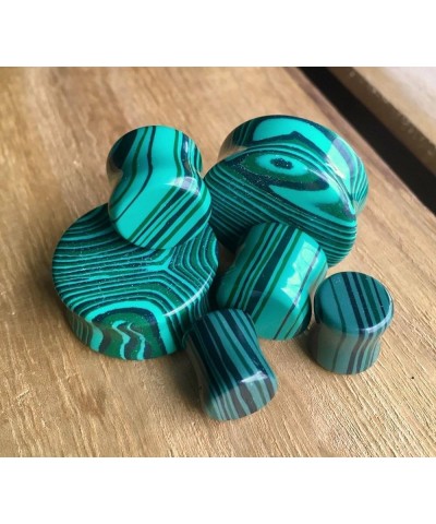 PAIR of Synthetic Green Malachite Organic Stone Plugs Gauges - up to 38mm available! 6g (4mm) $11.70 Body Jewelry