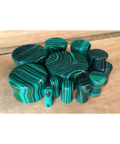 PAIR of Synthetic Green Malachite Organic Stone Plugs Gauges - up to 38mm available! 6g (4mm) $11.70 Body Jewelry