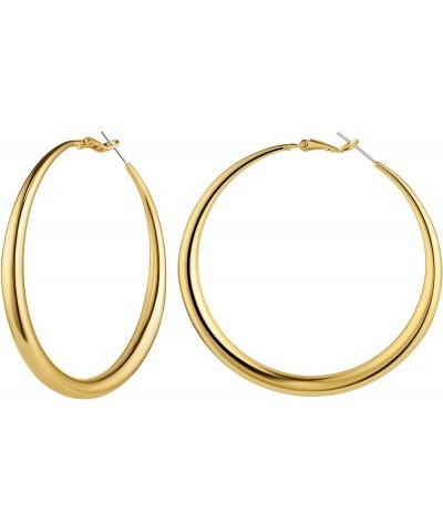 Chunky Hoop Earrings for Women 18K Real Gold Plated Thick Round Gold Hoops Earrings Hypoallergenic Tube Statement Earring Gif...