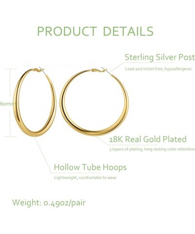 Chunky Hoop Earrings for Women 18K Real Gold Plated Thick Round Gold Hoops Earrings Hypoallergenic Tube Statement Earring Gif...