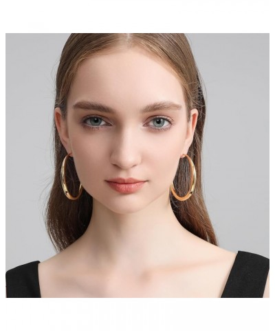 Chunky Hoop Earrings for Women 18K Real Gold Plated Thick Round Gold Hoops Earrings Hypoallergenic Tube Statement Earring Gif...