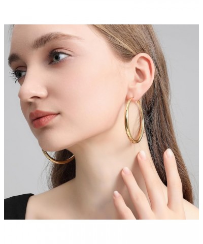 Chunky Hoop Earrings for Women 18K Real Gold Plated Thick Round Gold Hoops Earrings Hypoallergenic Tube Statement Earring Gif...