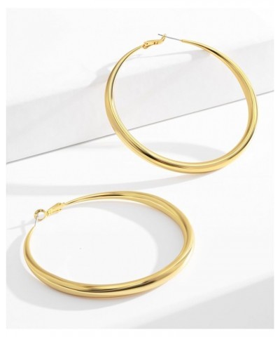 Chunky Hoop Earrings for Women 18K Real Gold Plated Thick Round Gold Hoops Earrings Hypoallergenic Tube Statement Earring Gif...