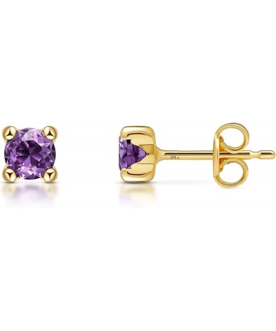 Allure Women 9 Ct Yellow Gold Synthetic Gemstone Stud Earrings Simulated Amethyst $34.19 Earrings