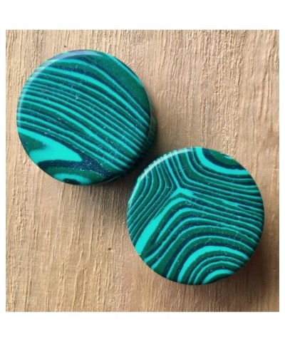 PAIR of Synthetic Green Malachite Organic Stone Plugs Gauges - up to 38mm available! 6g (4mm) $11.70 Body Jewelry