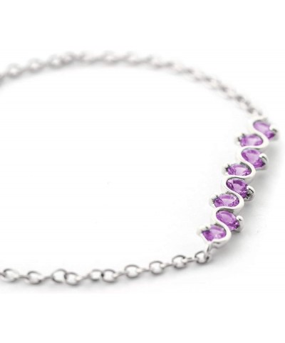 14k Solid White Gold Bracelet 1.55 ct Natural Amethyst 8.5 Inches $248.00 Bracelets