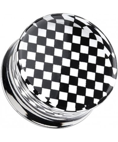 Classic Checker Inlay Double Flared WildKlass Ear Gauge Plug (Sold as Pairs) 9/16" (14mm) Black $11.18 Body Jewelry