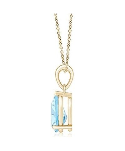 Natural Aquamarine Solitaire Pendant Necklace for Women, Girls in 14K Solid Gold/Platinum/Sterling Silver | March Birthstone ...