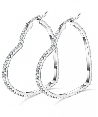 925 Sterling Silver Hoop Earrings For Women heart earrings hoop earrings for women Cubic Zirconia Earrings Hoops Ear Jewelry ...