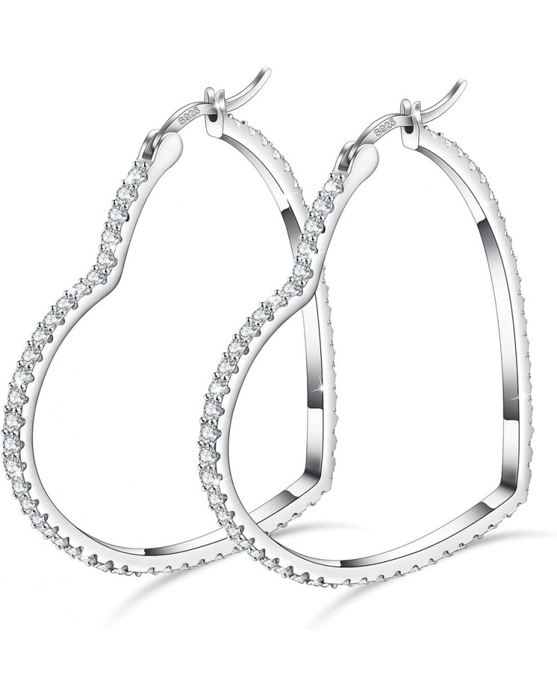 925 Sterling Silver Hoop Earrings For Women heart earrings hoop earrings for women Cubic Zirconia Earrings Hoops Ear Jewelry ...