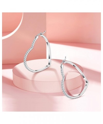 925 Sterling Silver Hoop Earrings For Women heart earrings hoop earrings for women Cubic Zirconia Earrings Hoops Ear Jewelry ...