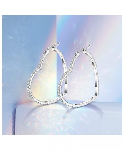 925 Sterling Silver Hoop Earrings For Women heart earrings hoop earrings for women Cubic Zirconia Earrings Hoops Ear Jewelry ...