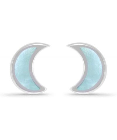 Jewelry Sterling Silver Crescent Moon Stud Earring Green Mother of Pearl $13.49 Earrings