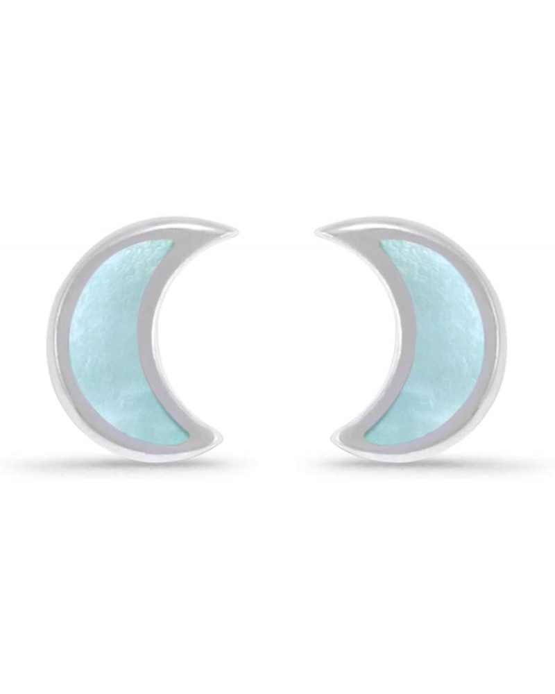 Jewelry Sterling Silver Crescent Moon Stud Earring Green Mother of Pearl $13.49 Earrings